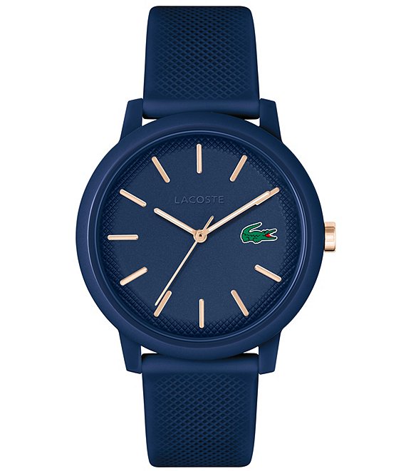 Color:Blue - Image 1 - Men's 12.12 Quartz Analog Navy Silicone Watch