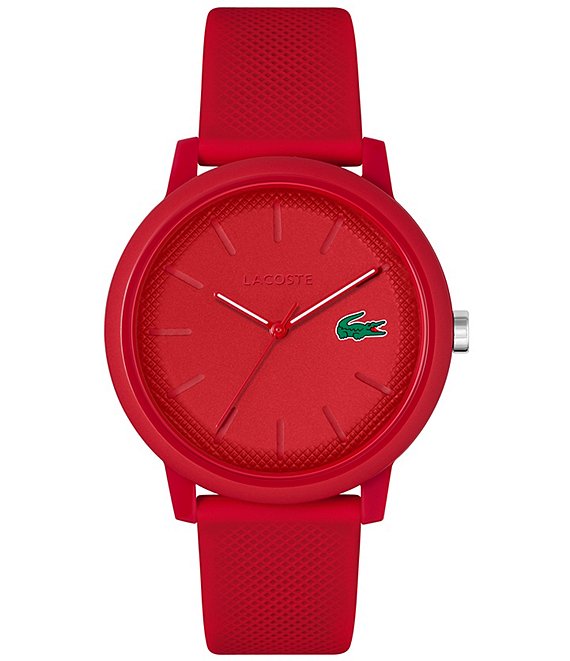 Color:Red - Image 1 - Men's 12.12 Quartz Analog Red Silicone Watch