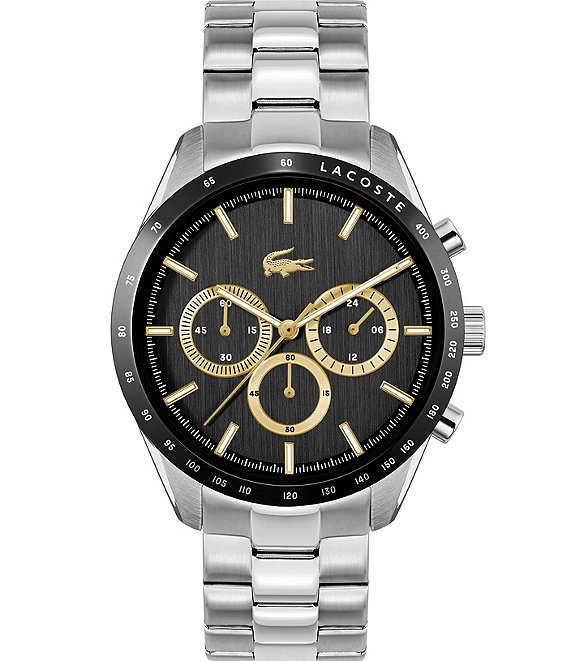 Lacoste Men's Boston Chronograph Silver Stainless Steel Bracelet Watch ...