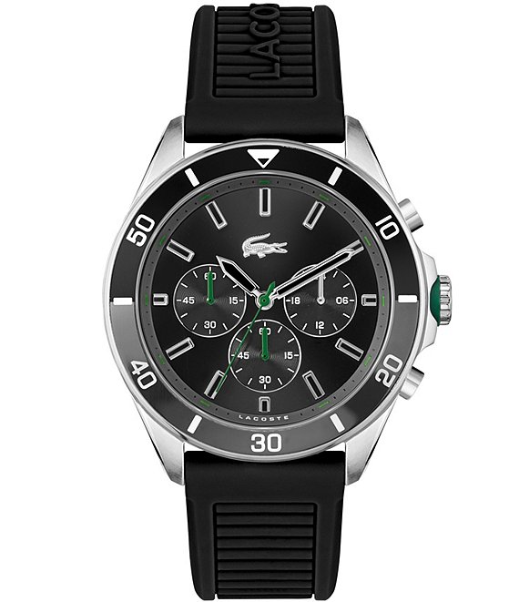 Color:Black - Image 1 - Men's Chronograph Tiebreaker Black Silicone Strap Watch