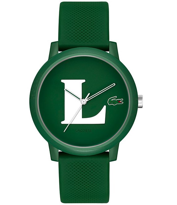 Lacoste Men's L.12.12 Three Hand Green Silicone Strap Watch