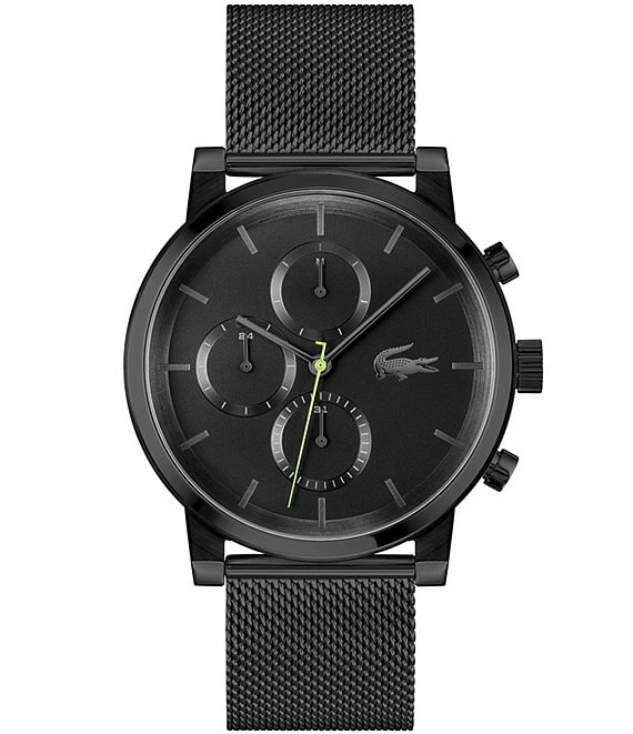 Lacoste Men's Replay Multifunction Black Tone Stainless Steel Mesh Bracelet Watch, Black - Image 1