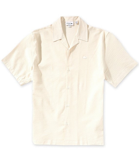 Lacoste Mini Stripe Short Sleeve Woven Camp Shirt