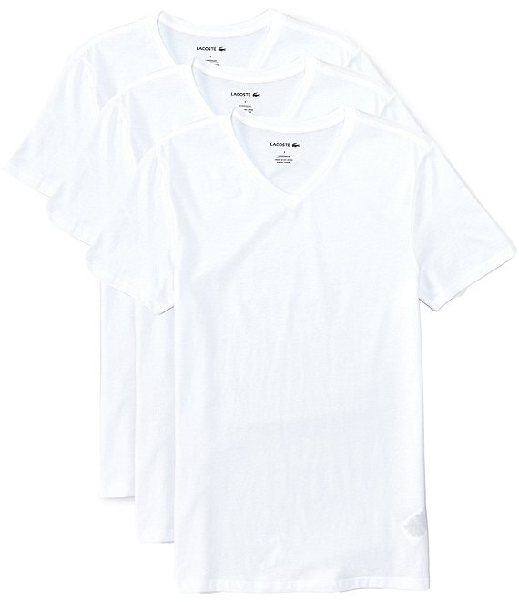 Lacoste Short-Sleeve V-Neck Cotton Tee 3-Pack