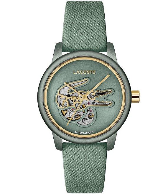Lacoste Women's 12.12 Automatic Leather Strap Watch, Green - Image 1