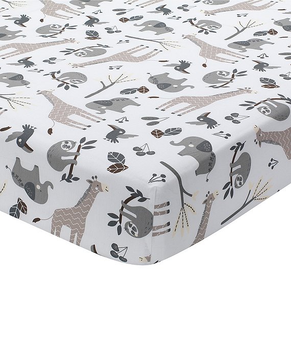 Lambs & Ivy Baby Jungle Animals Cotton Fitted Crib Sheet | Dillard's