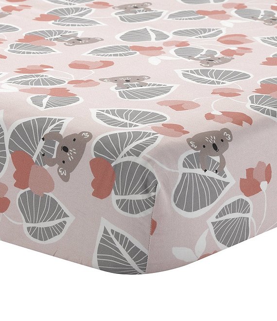 Color:Pink - Image 1 - Calypso Jungle Fitted Cotton Crib Sheet