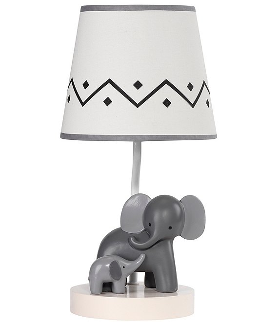 Color:Gray - Image 1 - Me & Mama Elephant Lamp with Shade & Bulb