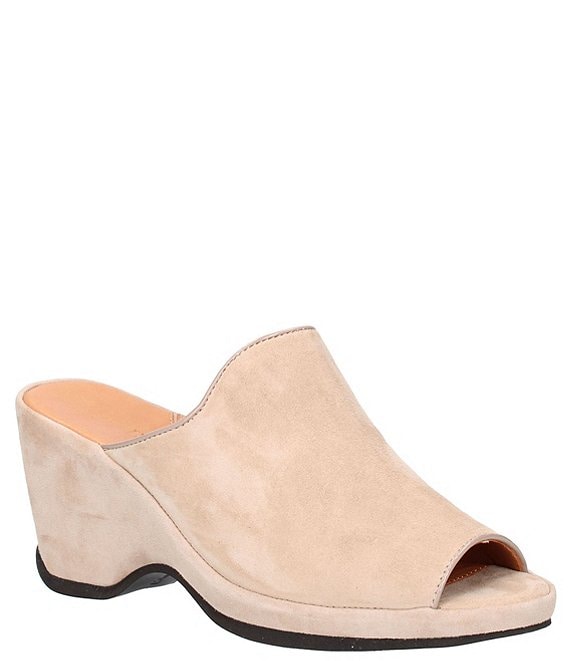 Color:Taupe Kid Suede - Image 1 - Orman Suede Wedge Slides