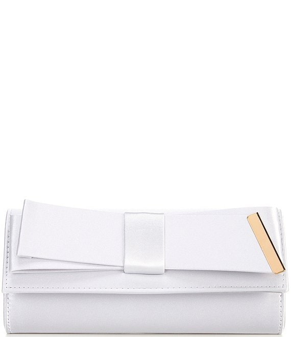 Color:Silver - Image 1 - Satin Bow Flap Clutch