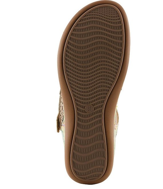 L'ARTISTE Script Floral Embossed Leather Wedge Sandals | Dillard's