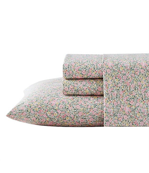 Laura Ashley 200-Thread Count Loveston Floral Cotton Percale Sheet