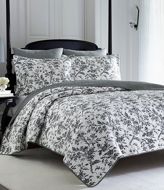 Color:Black/White - Image 1 - Amberley Floral Quilt Mini Set