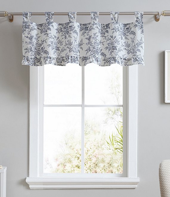 Color:Shadow Gray - Image 1 - Annalise Floral Tab Top Window Valance