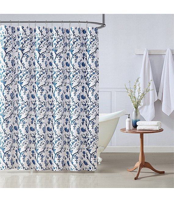 Color:CHINA BLUE - Image 1 - Elise Shower Curtain