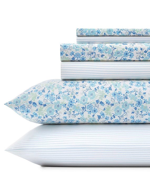 Laura Ashley Jaynie Floral Stripe Sheet Set | Dillard's
