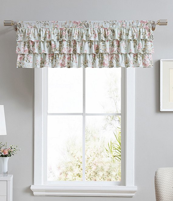 Color:Duck Egg - Image 1 - Madelynn Tier Ruffled Window Valance