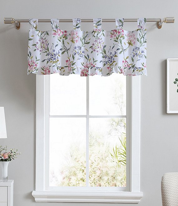 Laura Ashley Meadow Breeze Floral Tab Top Window Valance | Dillard's