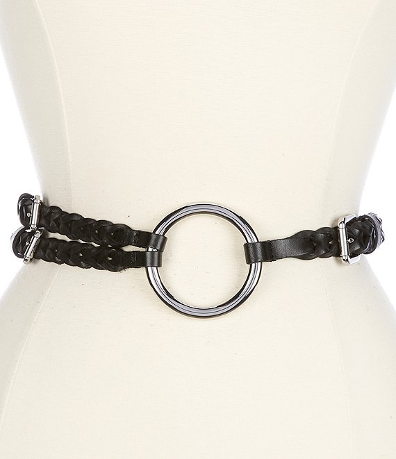Lauren Ralph Lauren 0.75#double; Tri-Strap O-Ring Braided Leather Belt