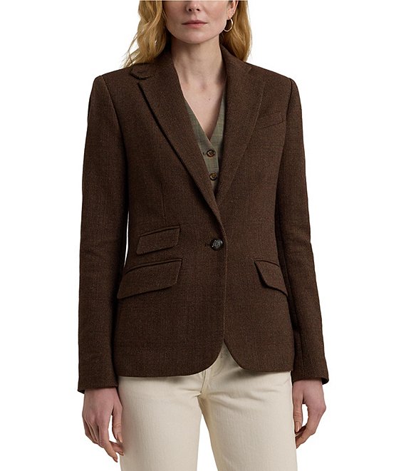 Lauren Ralph Lauren Cotton-Blend Single-Button Oxford Blazer | Dillard's