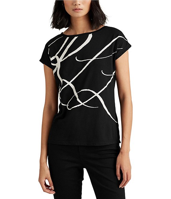 Lauren Ralph Lauren logo-print Short-Sleeve Top, White, XL
