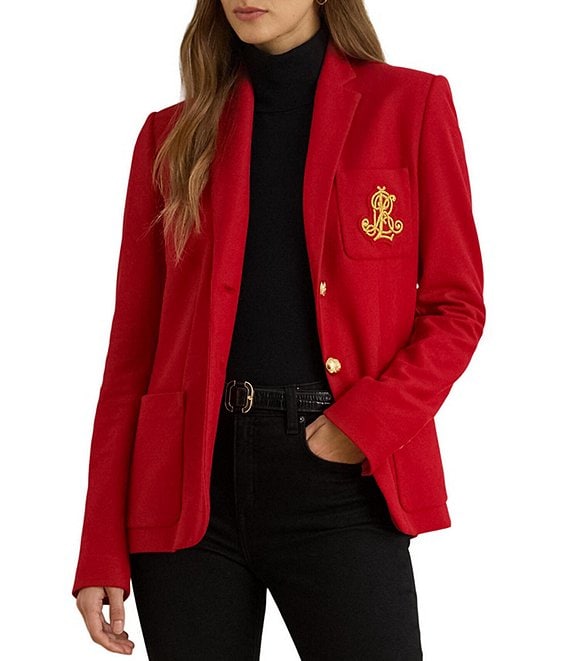 Lauren Ralph Lauren Bullion Patch Two Button Jacquard Blazer