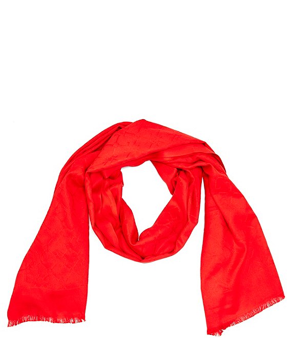 Color:Red - Image 1 - Charlotte Logo Jacquard Scarf Wrap