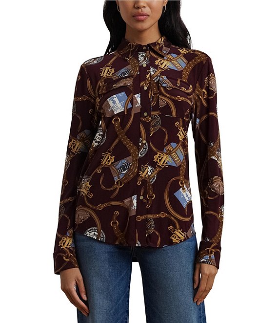 Lauren Ralph Lauren Printed Long Sleeve Button Front Shirt Dillard s