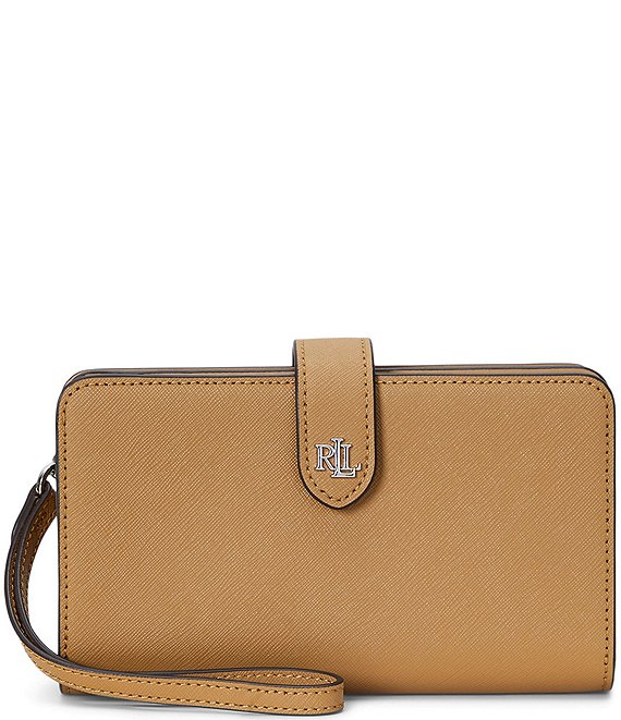 Lauren Ralph Lauren Crosshatch Leather Silver Hardware Tech Wristlet ...