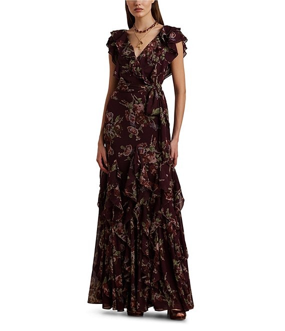 Lauren Ralph Lauren hotsell Womens Floral Ruffle-Sleeve Jersey Dress