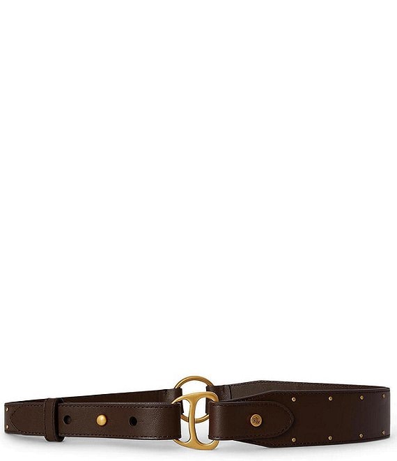 Lauren Ralph Lauren Equestrian D-Ring Studded Leather Belt