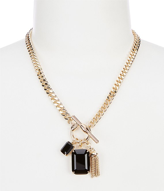 Lauren Ralph Lauren Gold Jet Toggle Charm Pendant Necklace