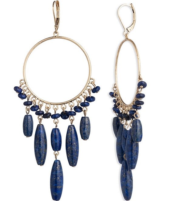Lauren Ralph Lauren Gold Tone Blue Beaded Hoop Earrings | Dillard's