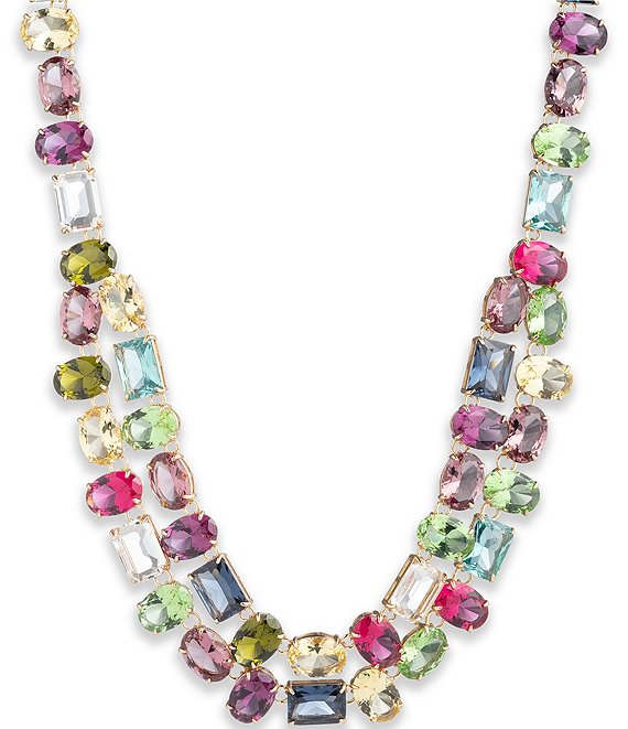 Lauren Ralph Lauren Gold Tone Crystal Multi Stone Statement Necklace ...