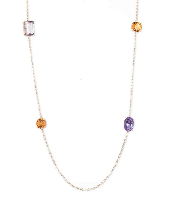 Lauren Ralph Lauren Gold Tone Multi Stone Long Strand Necklace | Dillard's