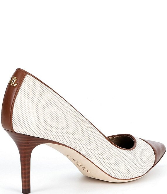 Lauren Ralph Lauren Lanette III Canvas Leather Pointed Cap Toe
