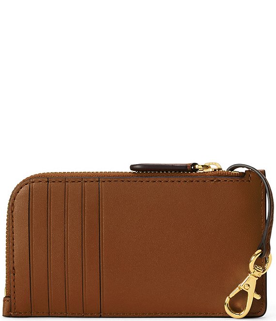 Lauren Ralph Lauren L-Zip Leather Card Case Keychain | Dillard's