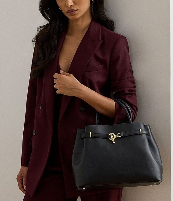 Lauren Ralph Lauren Blaike Large Leather Belted Satchel Bag