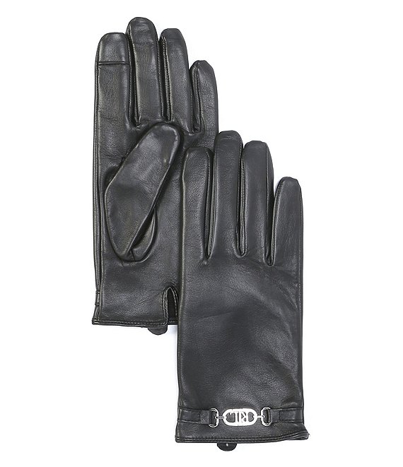 Lauren Ralph Lauren Logo Hardware Leather Tech Touch Gloves