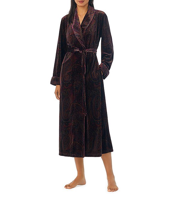 Brown Velour Tie Waist Robe