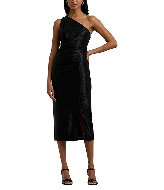 Ralph lauren black one shoulder dress online