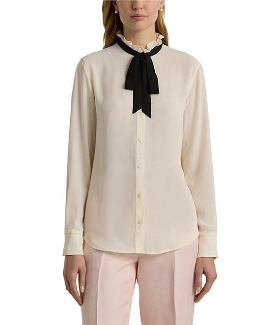 Ruffle blouse with bow on sale