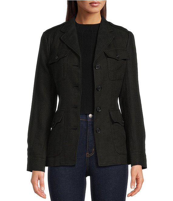 Lauren Ralph Lauren Notch Collar Long Sleeve Jacket | Dillard's