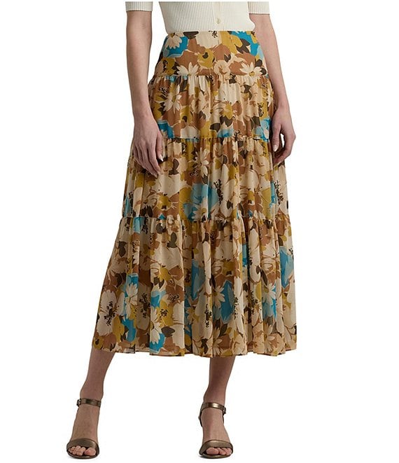 Lauren Ralph Lauren Pauldina Floral Aline Midi Skirt | Dillard's