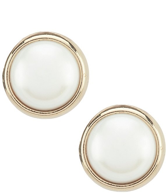 Lauren Ralph Lauren Pearl Bezel Stud Earrings