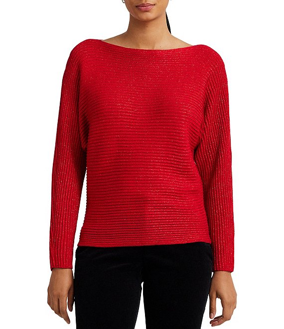 Lauren Ralph Lauren Petite Size Dolman Long Sleeve Boat Neck Sweater ...