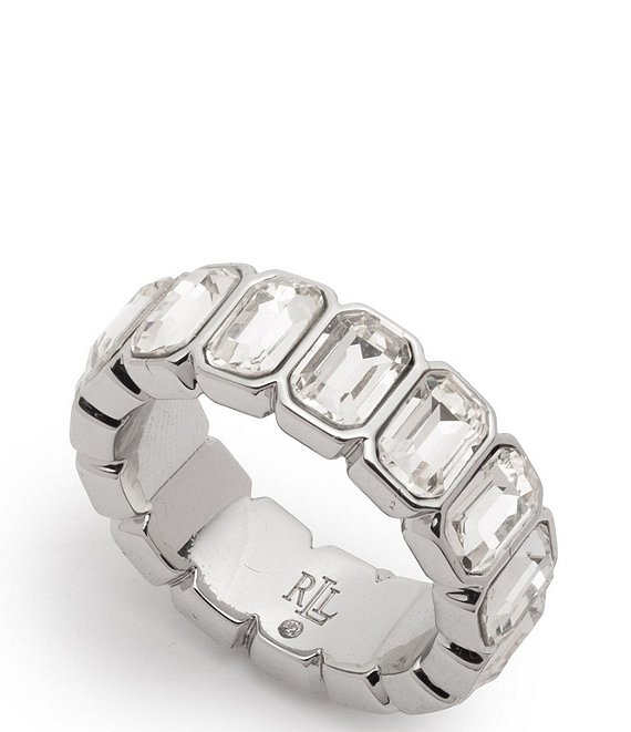 Lauren Ralph Lauren Silver Tone Crystal Tennis Band Ring