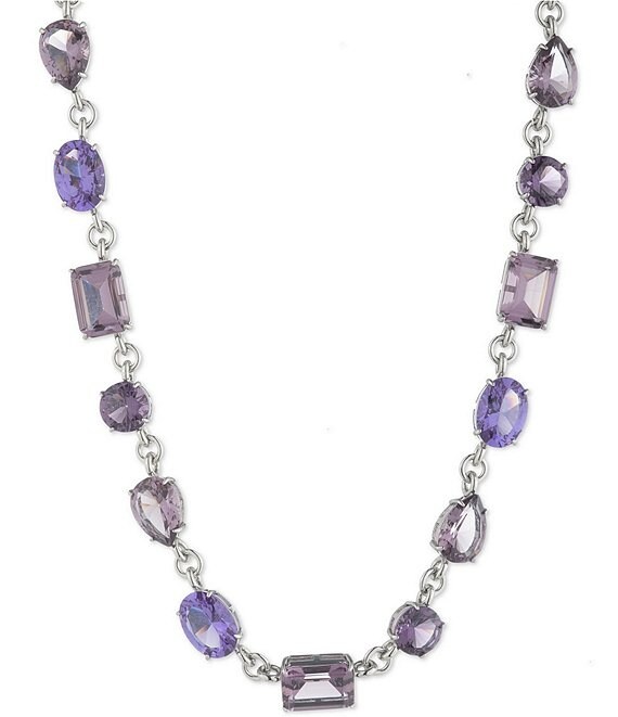 Lauren Ralph Lauren Silver Tone Purple Multi Collar Necklace | Dillard's