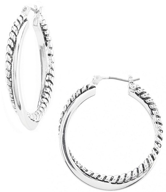 Lauren Ralph Lauren Silver Twisted Hoop Earrings