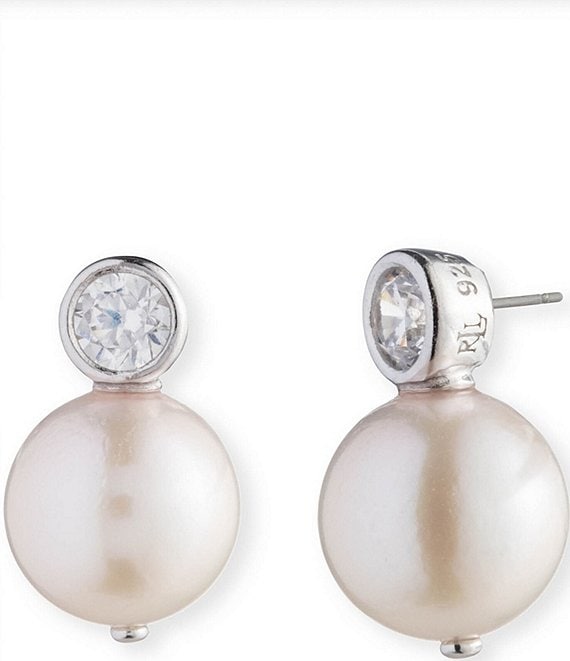 Sterling silver CZ & Pearl studs Sterling silver CZ & Pearl studs